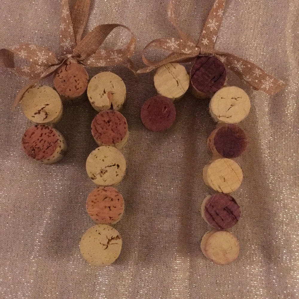 Candy Cane Wine Cork Ornaments (set of 2)